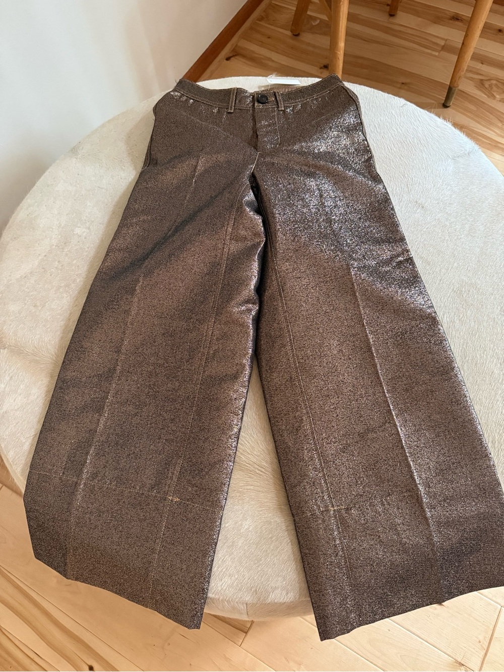 NWT Madewell Metallic Brown Wide-Leg Trousers